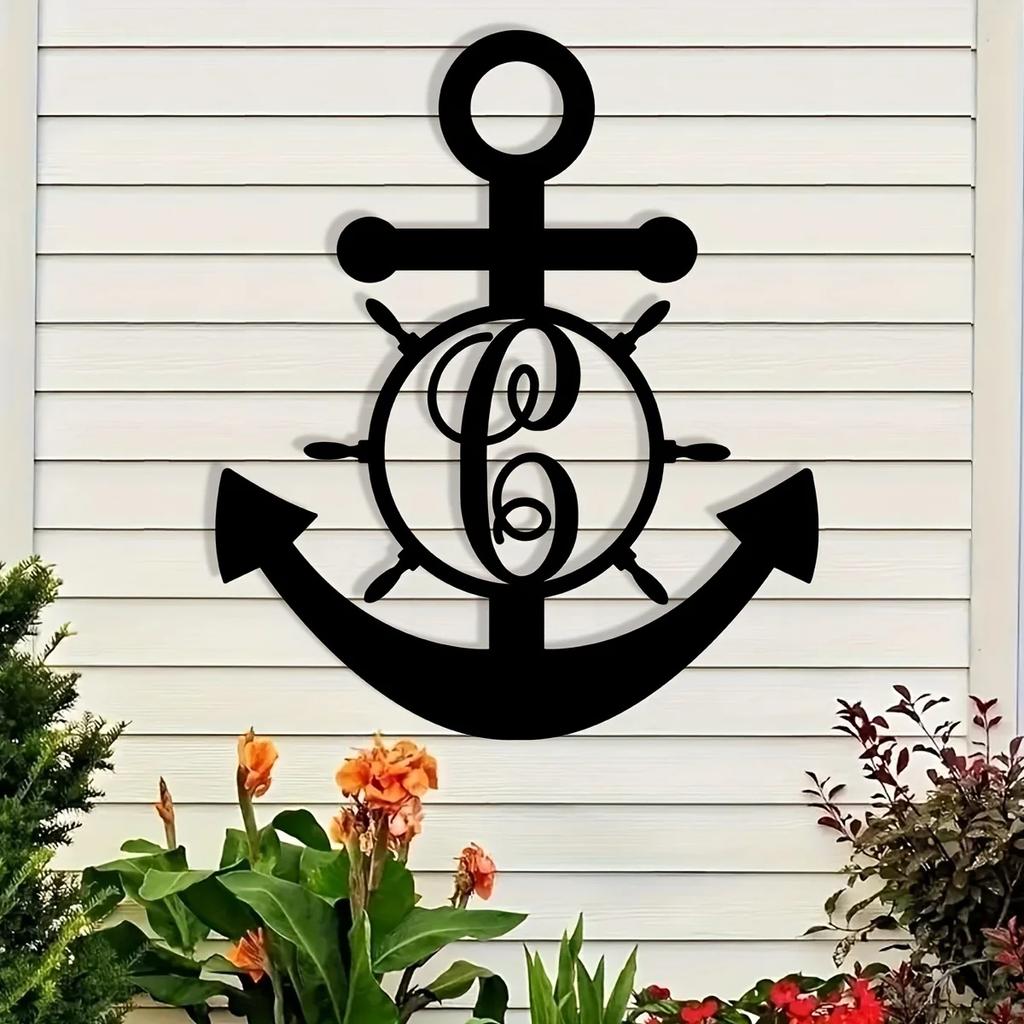 Custom Letter Anchor Metal Wall Art - Ευέλικτο, χωρίς ενέργεια, κομψή διακόσμηση για σπίτι και δώρα, τέλειο εσωτερικό και εξωτερικό
