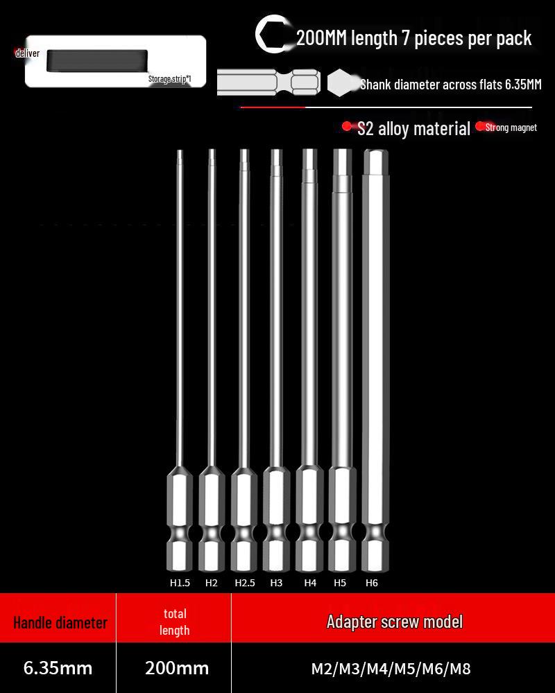 Hexagonal Driver Bit Extension for Screwdriver and Drill