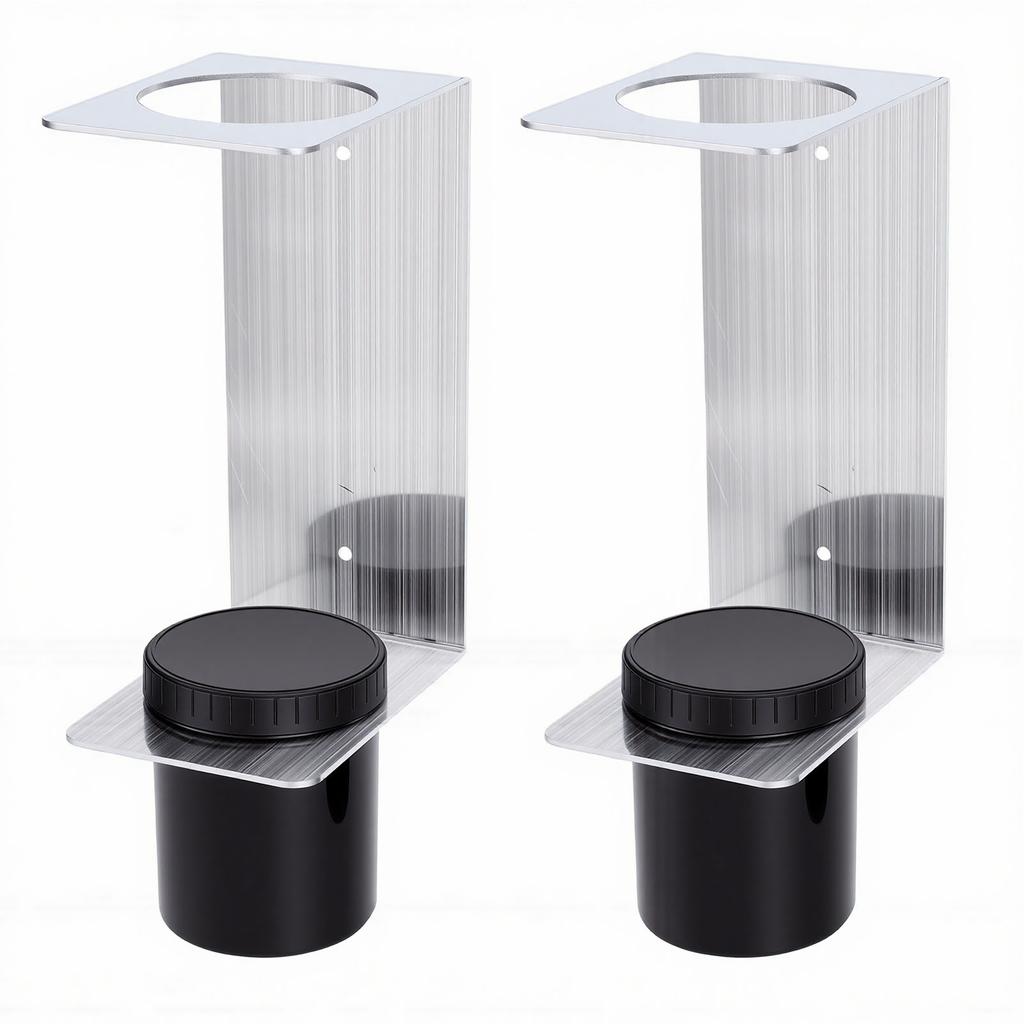 2 Sets Aluminum Alloy Oil Funnel Holder Storage Rack Include 2 Mounting Bracket 4 Screws 2 Plastic Removable Cups for