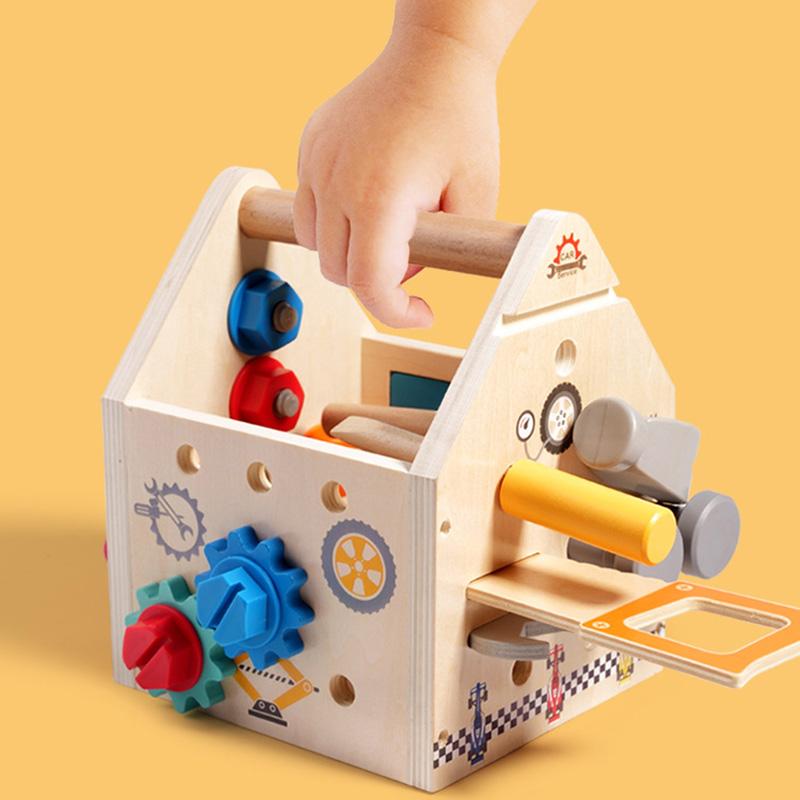 Non-Toxic Children Busy Board Wooden Montessori Game Simulation Pretend Play Screw Tools Basket Fine Movement Training Educational Toys