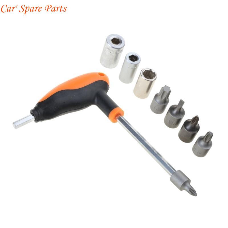 Y4UA T-Shape Skateboard Wrench T-wrench Tools with 6/8/10/45mm Bit Tools