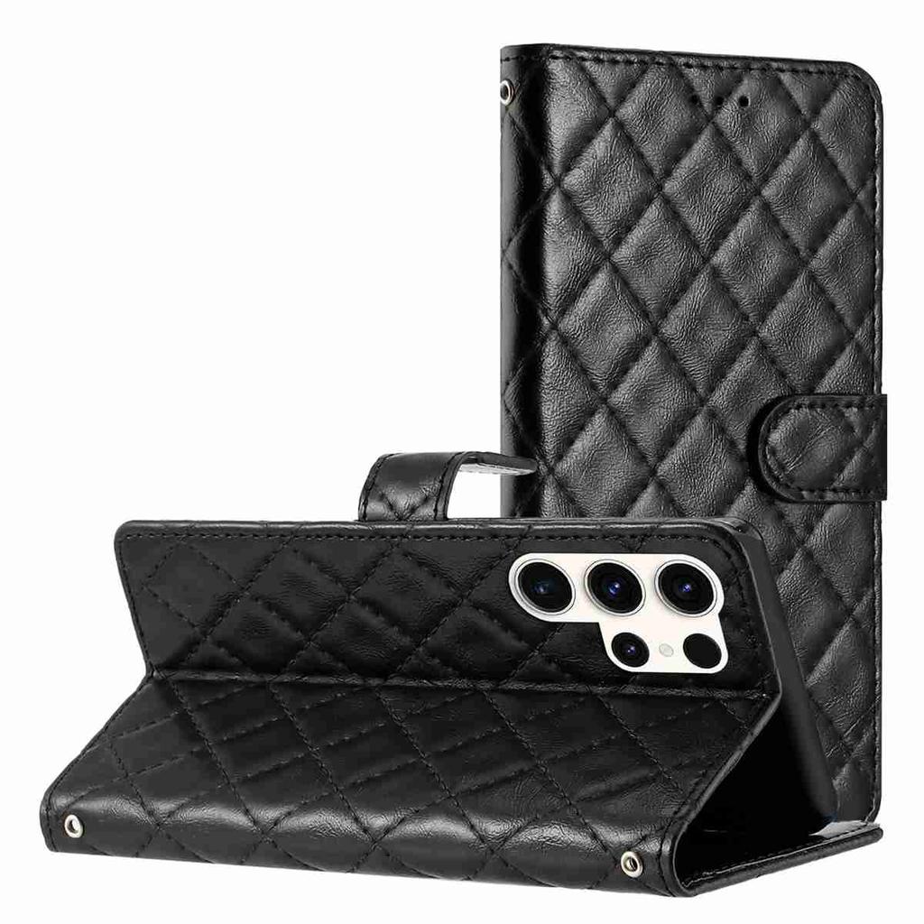 Wallet Pattern Faux Quilted Leather Case For Samsung Seriesgalaxy A12 A15 A17 A26 S20 S21 S22 S23 S24 S25 360° Protection With Card Slots Stand