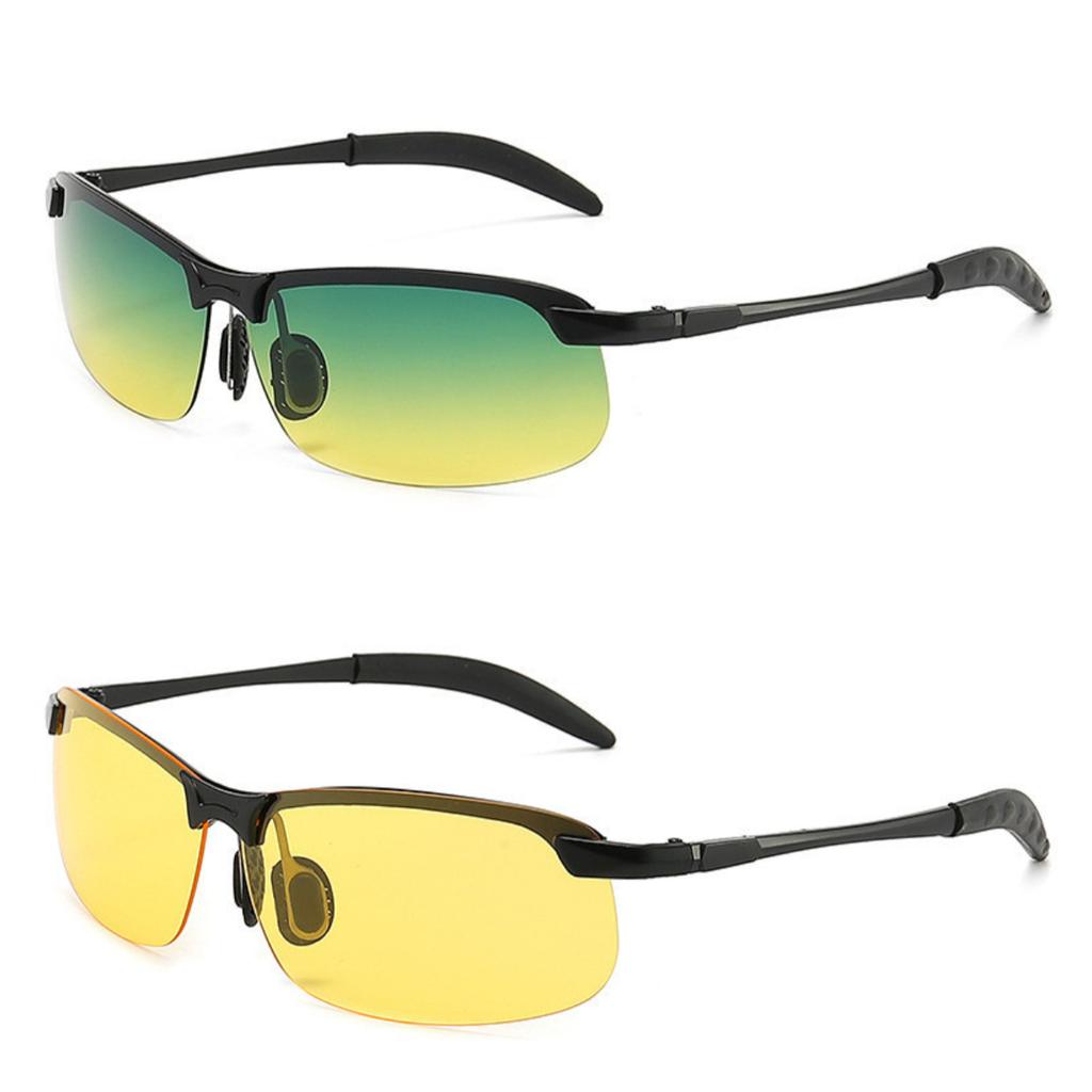 2pcs Polarized Sunglasses Gradient Men's Day and Night Driving Sunglasses Fashionable Driving Glasses UV400