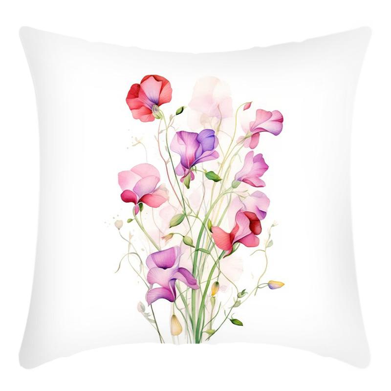 Fashionable Spring Flower Spring Elements Pillow Cover Linen Flower Cushion Pillow Cover