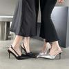 Eilyken Silk Pointed Toe Buckle Strap Women Pumps Elegant Thin High Heels Sandals Sexy Party Stripper Mules Shoes