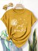 Dandelion Birds Women's Tee - Delicate Graphic, Casual Teal Top