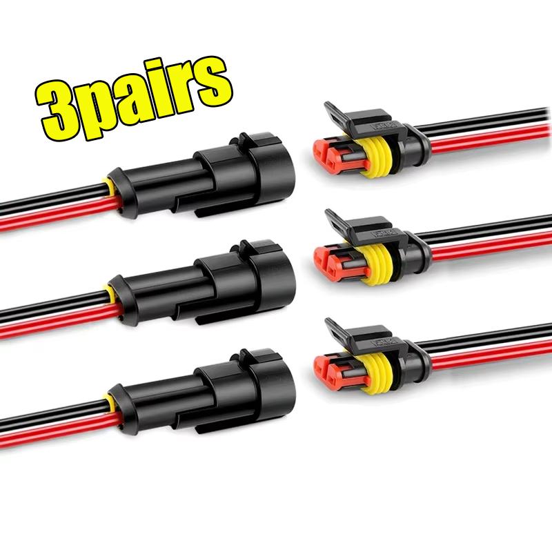 Waterproof Electrical Connectors Plug for Car Motorcycle Scooter Marine with Automotive Male Female Wire Tool 2-Pin Way 16 AWG