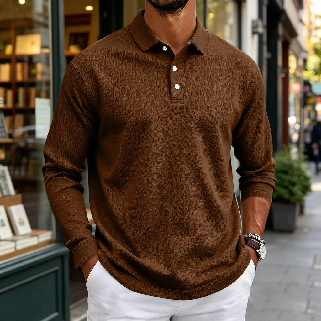 Herren Langarmhemd Button-Down-Kragen Farbe Entspannte Passform Lässig