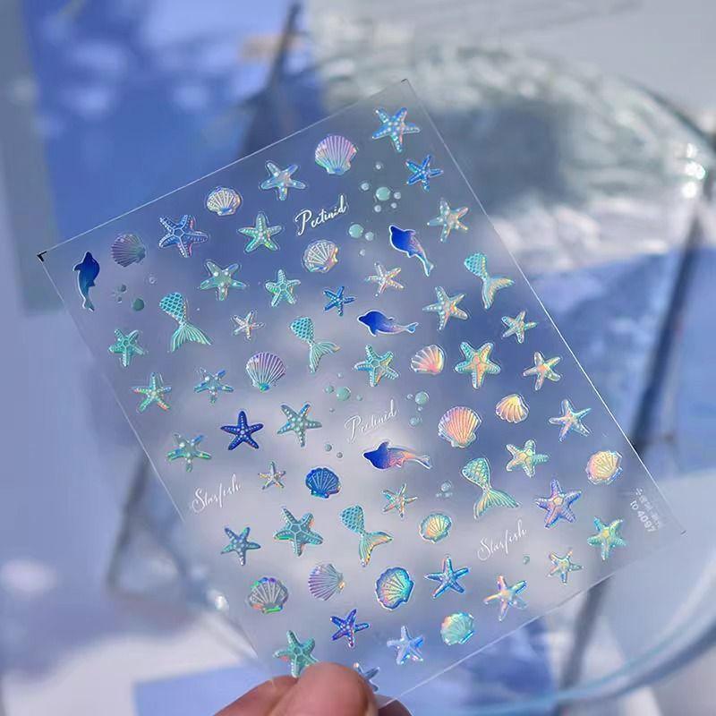 

Fantasy Shell Light Mermaid Starfish Nail Stickers Three-Dimensional Dolphin Adhesive Marine Elements DIY Nail Jewelry Shell light dream starfish stickers [4]]