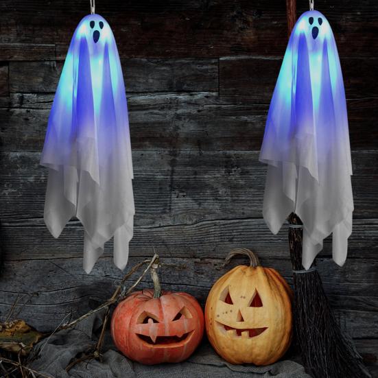 Halloween Hanging Ghost Decoration Dynamic Horror Effect Easy To Install Glowing Hanging Ghost Indoor Outdoor Ornament