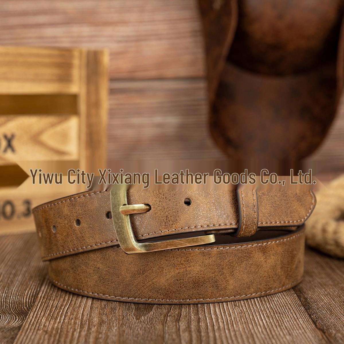 Retro Bronze Buckle Casual PU Leather Unisex Belt 120 cm