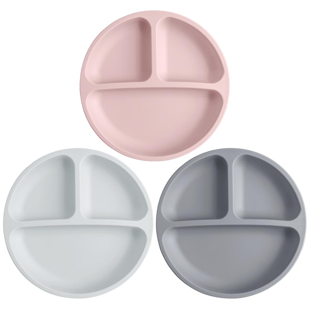 Color Kids 3PCS Silicone Baby Feeding Set With Suction Plate BPA Free Eco Friendly Training Tableware Toddler Weaning Utensils