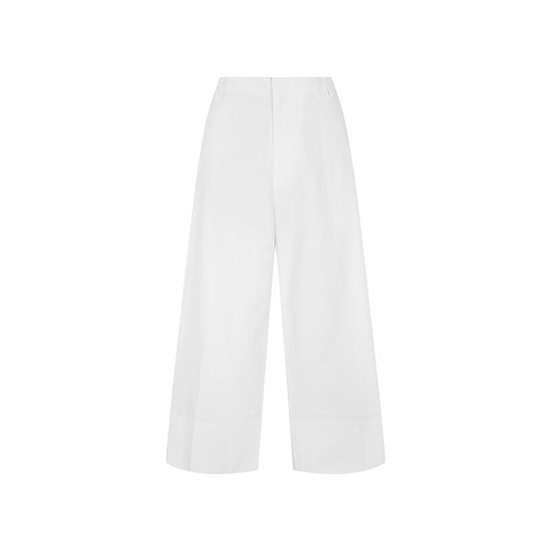 LESS Women's Cotton Wide-Leg Cropped Commuter Pants