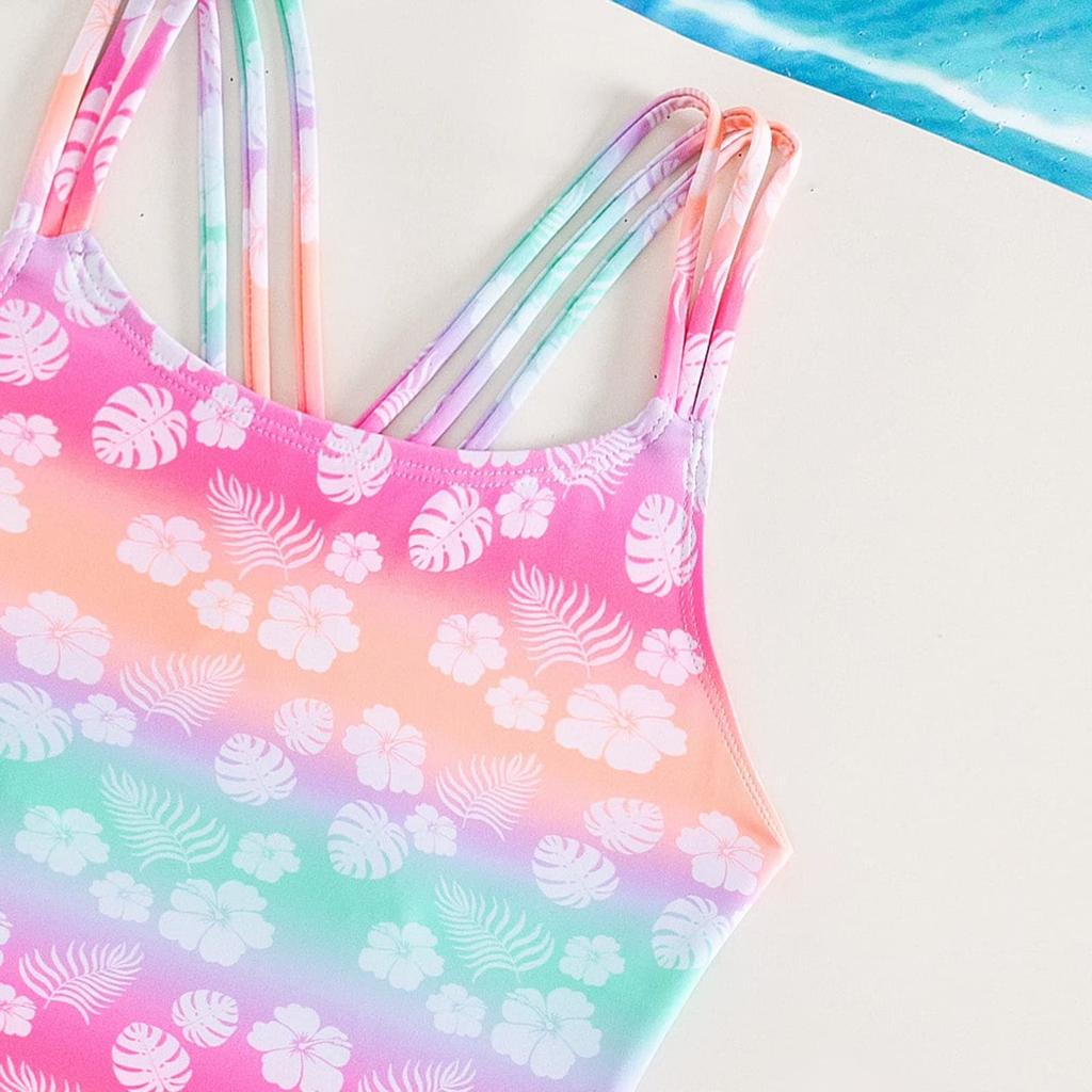 Girls Printed One-Piece Swimsuit Casual Fashion For Kids