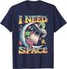 Alien Ich brauche Platz Retro Mond Sitzendes UFO Grafik T-Shirt Baumwolle Lässig Reise T-Shirt