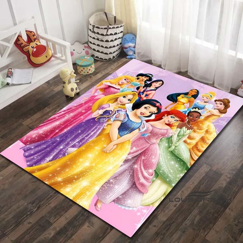 Tappeto con Disegno di Principessa Cartone Animato - Decorazione per Stanza, con disegni di Ariel e La Sirenetta, lavabile in lavatrice e morbido, perfetto per