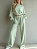 Women Tracksuit Set Long Sleeve Crop Top And High Waist Sweatpants Casual Loose Fit Loungewear Two Piece Set