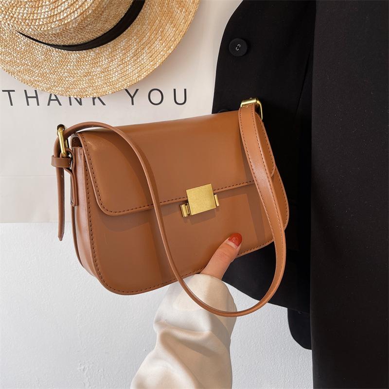 High-end small square bag women's new fashion retro shoulder bag daily work commute messenger bag