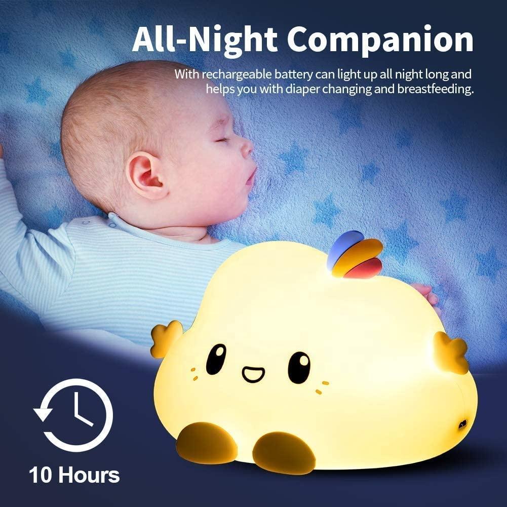 USB Rechargeable Cute Silicone Night Light Home Decoration LED Night Light Bedside Lamp For Baby Kids