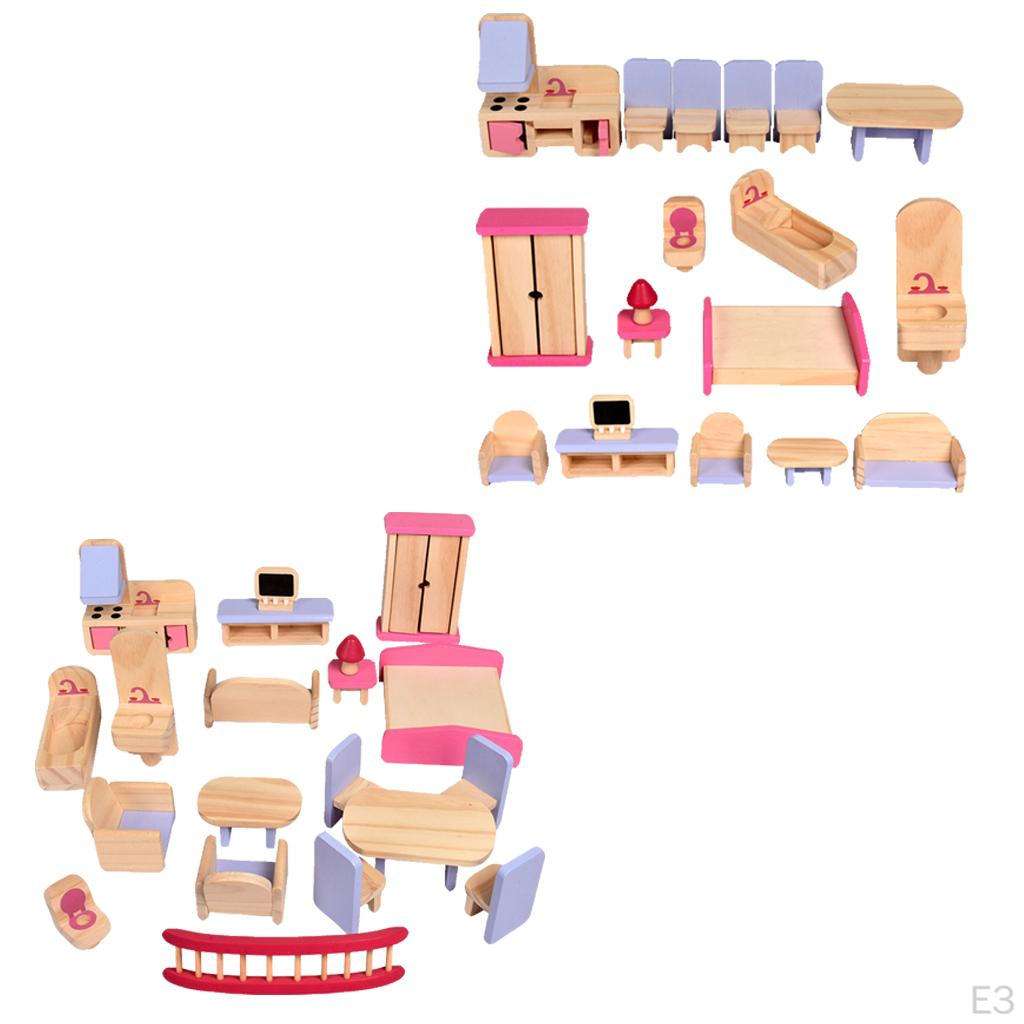 1/12 Scale Doll House Simulation Wood Desk Furniture Set for Living Scene Decor Pretend play
