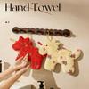Cartoon Horse Hand Towel Coral Fleece Chinese New Year Home Kitchen Wipes Horse Thickened Hanging Absorbent Towels For Bathroom