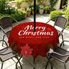 Outdoor Christmas Tablecloth Round Waterproof Oil-Resistant Patio Table Cover Garden Deck Umbrella Hole