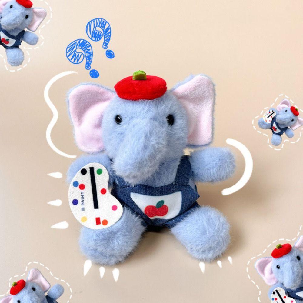 Cartoon Elephant Plush Toy Anti-lost Elephant Plush KeyChain Elephant Backpack Pendant Bag Pendant