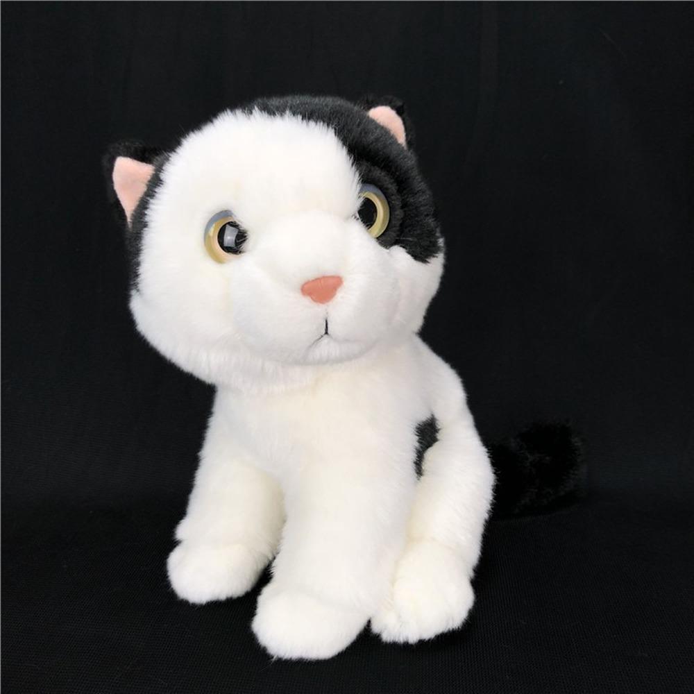 

Милая кукла-симуляция животных, плюшевые игрушки для приседаний, кошки, детские мягкие игрушки, украшения, подарок на день рождения для детей черный белый