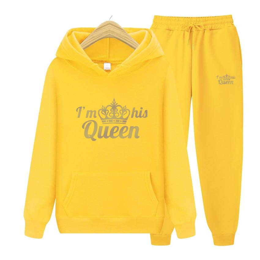 Pánské soupravy I'm His Queen Mikina s potiskem Sportovní souprava 2dílná souprava Unisex Mikiny s kapucí Fleecová mikina+kalhoty Souprava Mikina s kapucí Sportovní oblečení
