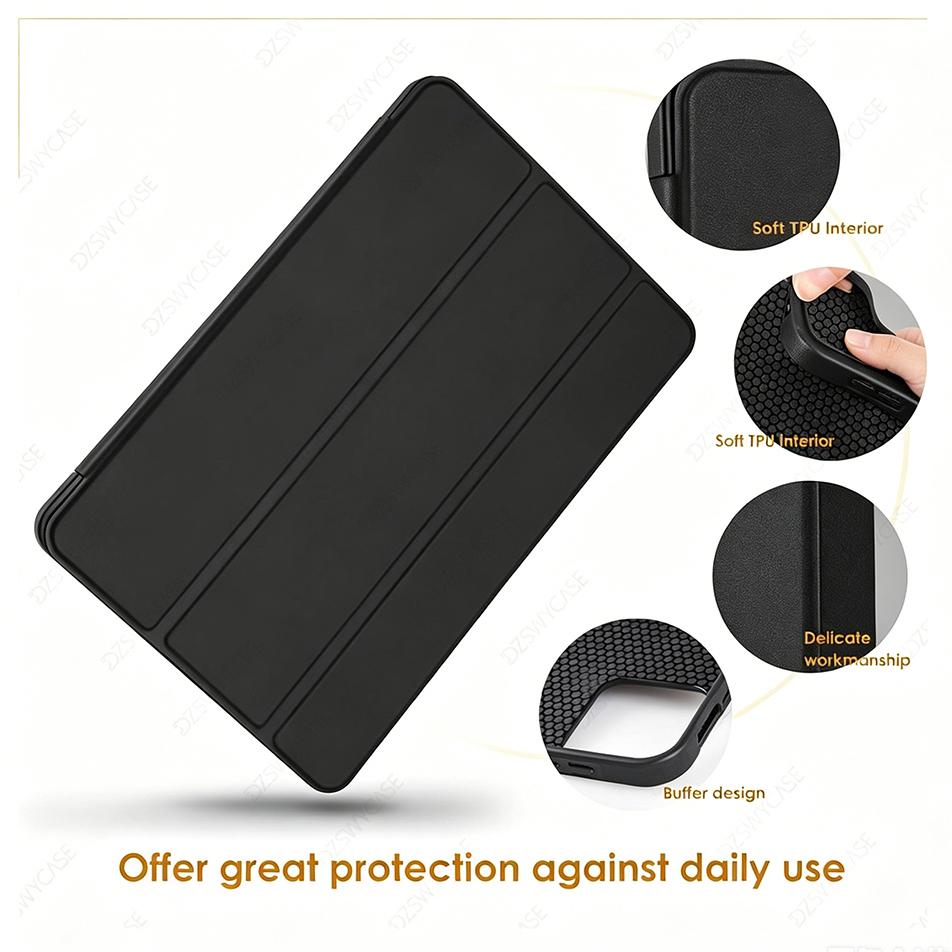 Case for Pad 6 Pro 11 / Pad 6 11'' , Ultra-Thin Folding Folio PU Leather Stand Cover Soft Silicone Back Shell