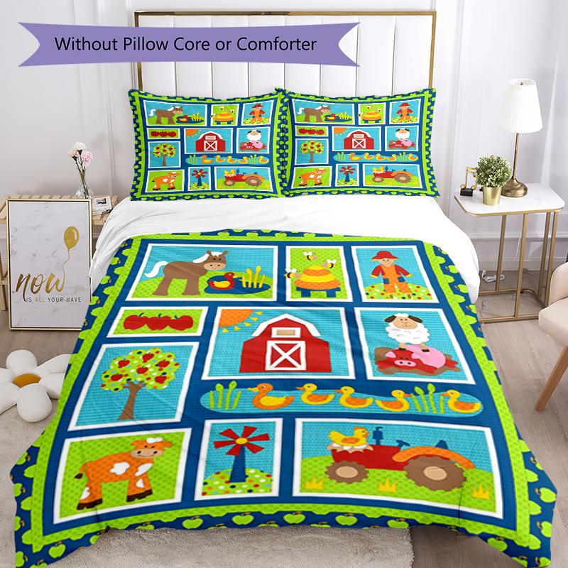 3pcs Cute Cars Bedding Set Duvet Cover Closure Includes 1 Duvet Cover & 2 Pillowcases, Soft and Comfortable for All Seasons.