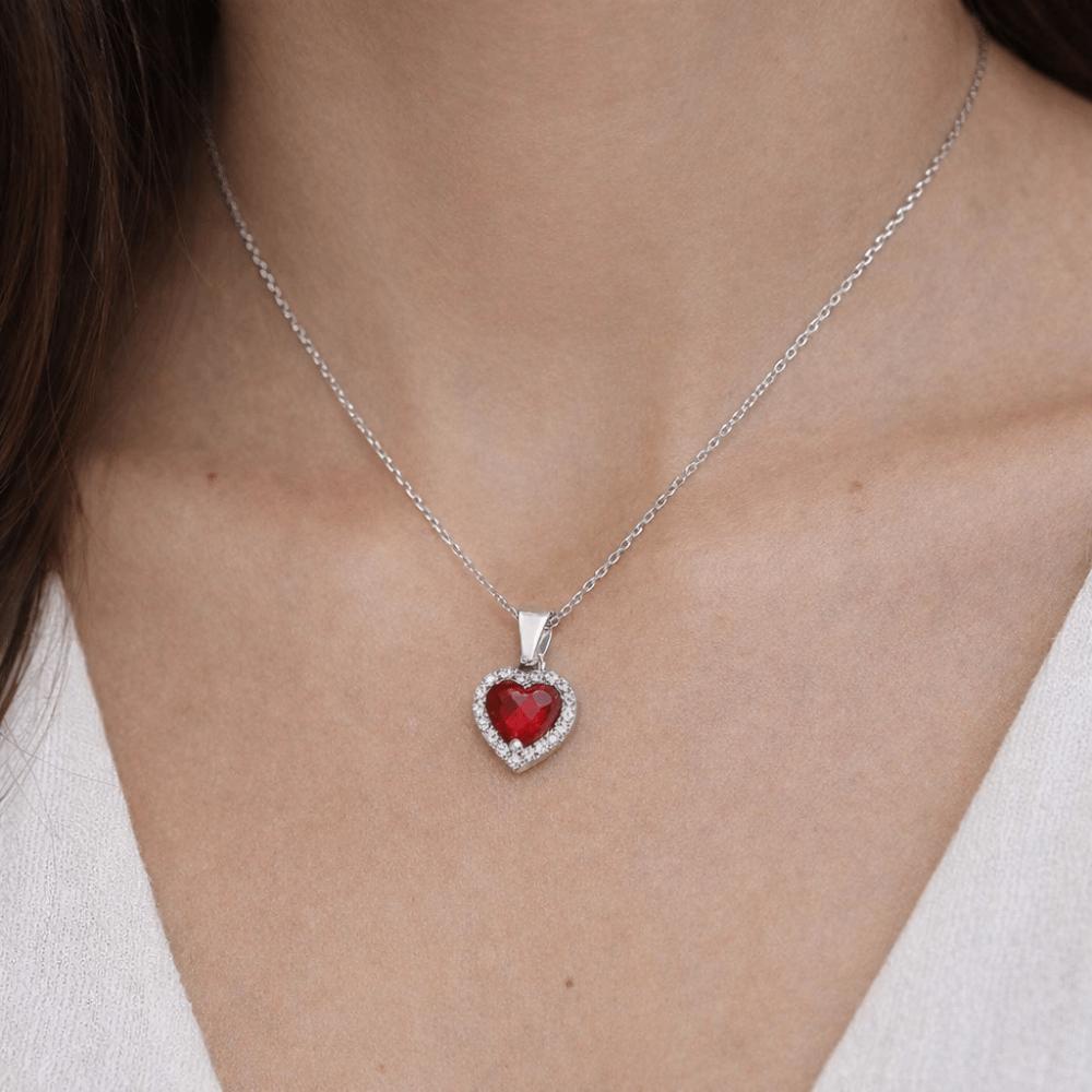 Fade-Resistant Crystal Necklace Elegant Fashion Heart Necklace Charm Heart Necklace  Lady Sweet