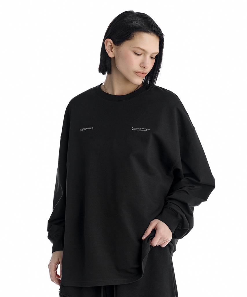 Teulimingbeodeu Lettering Oversized Unisex Long-Sleeve T-Shirts [ Black ]