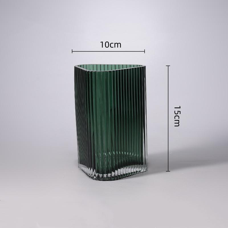 Transparent Glass Vase Geometric Triangular Flat Shape Flower Vase Hydroponics Terrarium Flowerpot Vases Pots Home Decoration