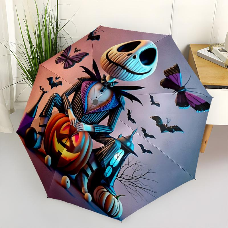 

1pc Halloween Theme Jack Pumpkin Pattern Beautiful Looking Automatic Folding Umbrella, 3 Folding, 8 Pole Frame Design, Durable and Suitable