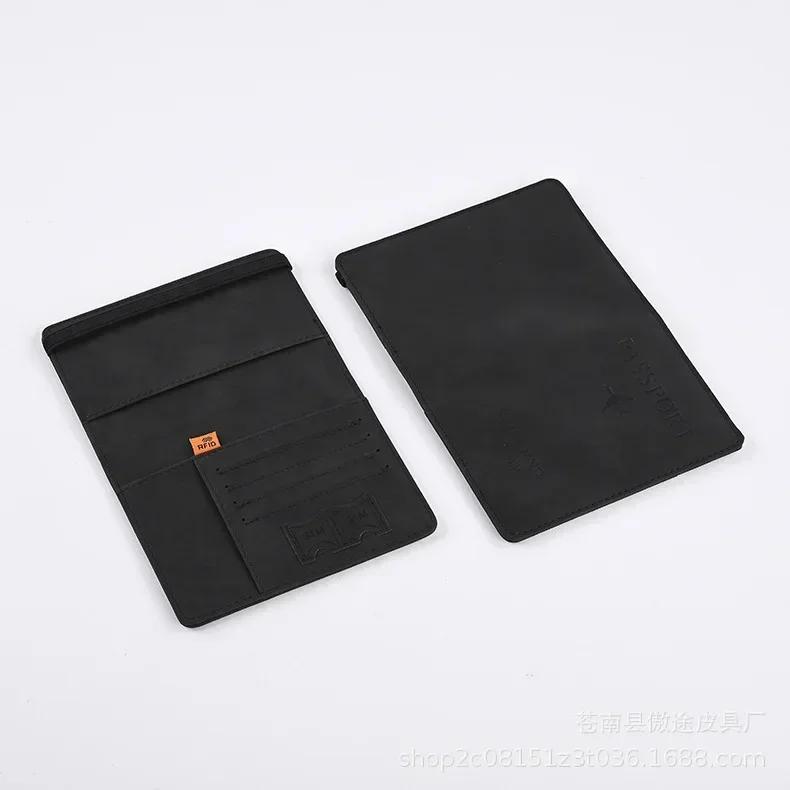 Elastic Band Leather Passport Cover for Cards Travel Passport Holder Wallet Document Organizer Case Men Women