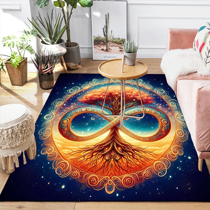 1pc Infinite Tree of Life Print, Design Indoor Area Rug - Soft, Anti-Slip, and Durable Gaming Room Decor for Bedroom, Living Room