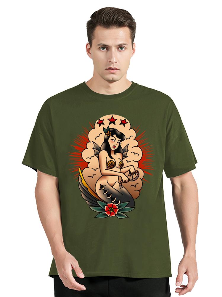Summer Cotton Tshirt Pin Up Girl Hot Rod Tattoo T-shirt Musik Garage Oldschool V8 USA V6 Tshirt Fashion O-neck Unisex Tops Tees