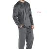 Mens Flannel Pajama Set Round Neck Long Sleeve Pants Soft Warm Loungewear Young Men