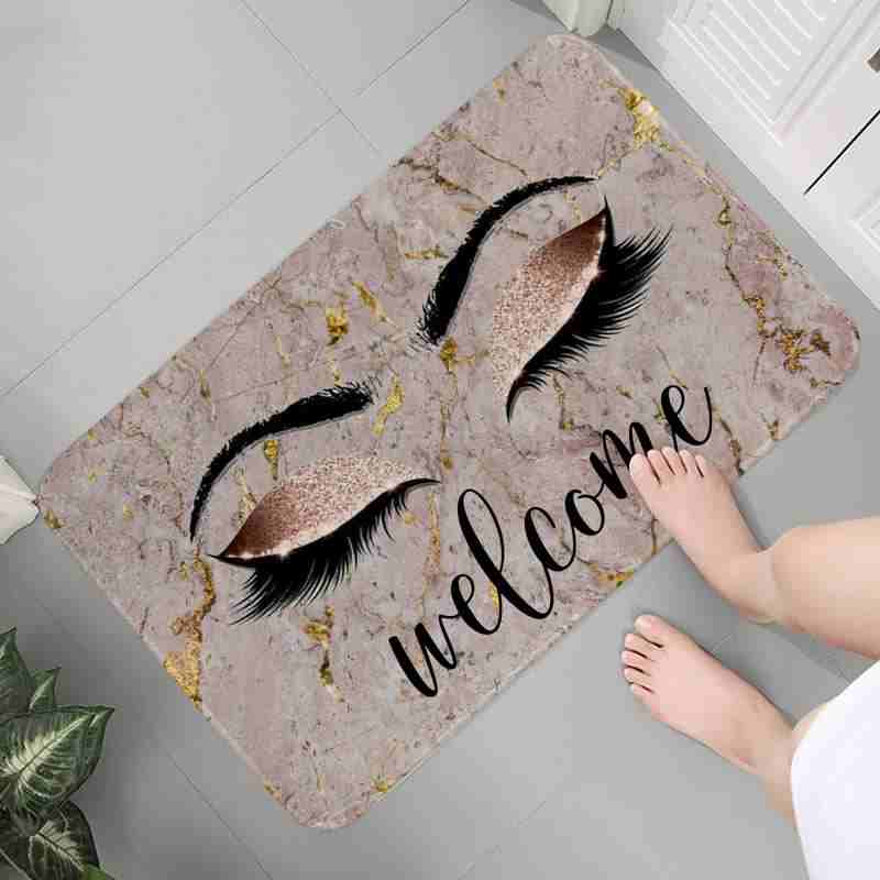 Lightweight Eye Print Crystal Pile Carpet Living Room Bedroom Entrance Foot Mat Kitchen Washable Dirty Resistant Doormat