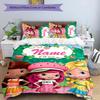 3pcs Strawberry Princess2 Cover Set - Personalized Name, HD Printed Bedding with 1 Cover and 2 Pillowcases - Perfect for Home Decor, Easy Care