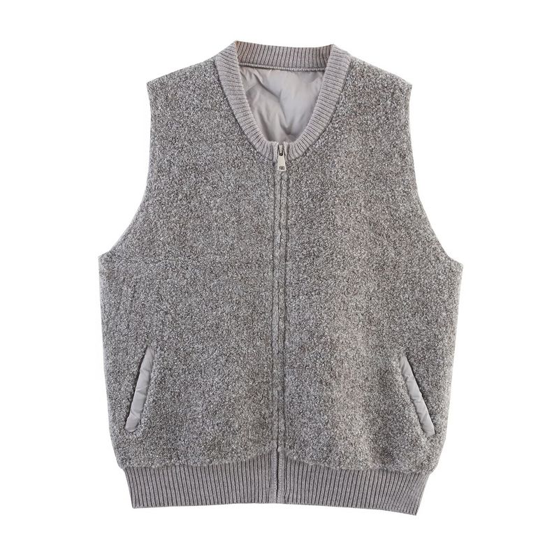 Kaslead New Women Clothes Western Style Patchwork Towel Needle Quilted Baseball Zip-up Sleeveless Vest Vest