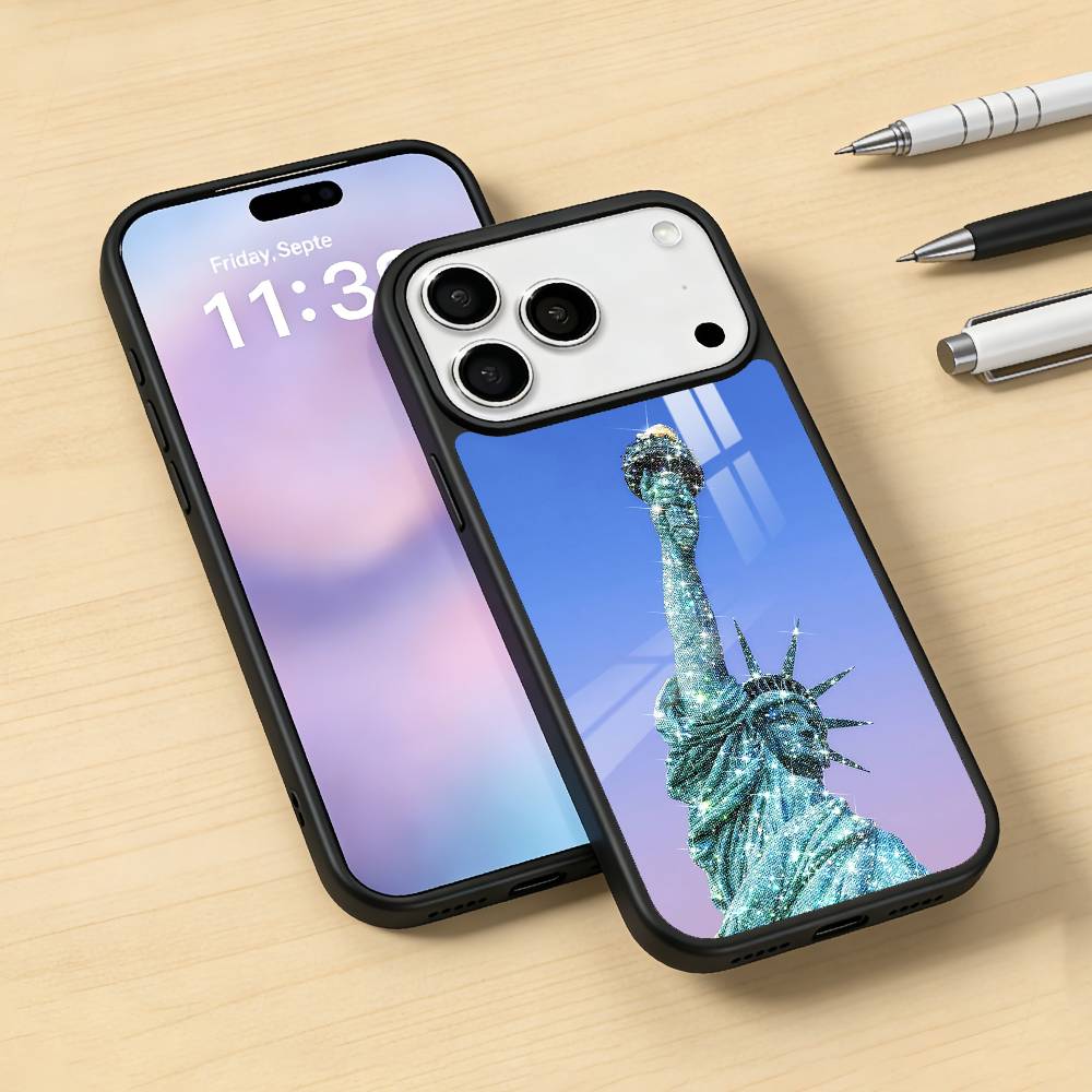 Statue L-Liberty America USA Flag Phone Case Magnetic For iPhone17 16 15 14 13 12 Pro Max For Magsafe Wireless Charging Cover