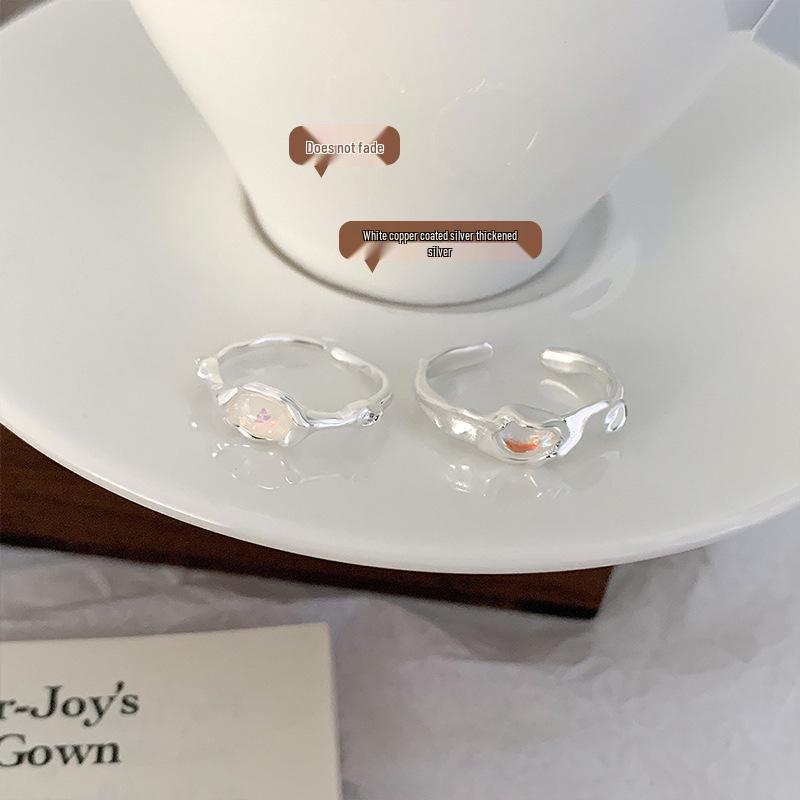 Inel Lan Zhi din Argint Sterling 925 cu Piatră Lunii - Design Nișă Ins pentru Femei, Bijuterii de Lux High-End, Nu se Decolorează.