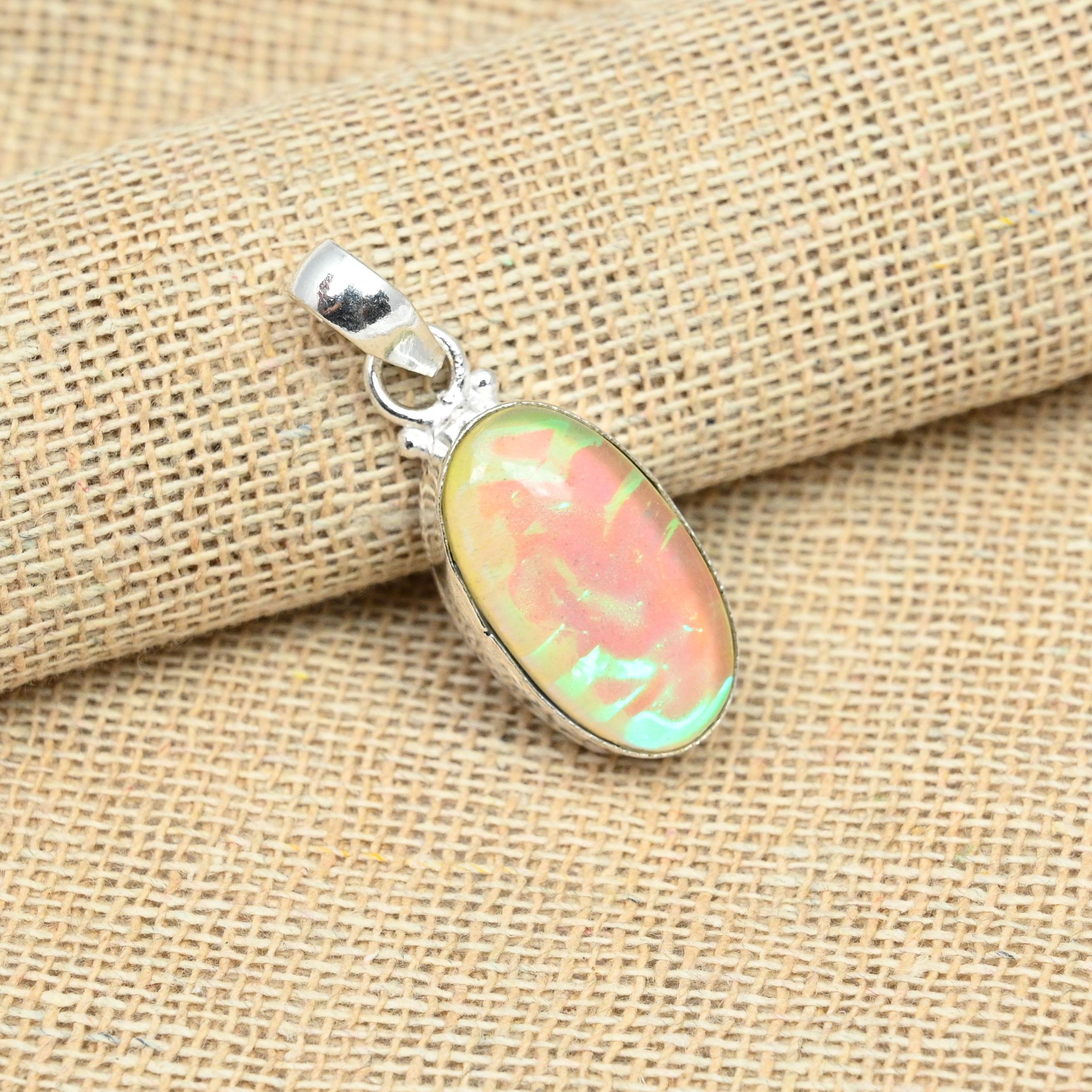 

Розовый австралийский тройной опаловый драгоценный камень стерлингового серебра 925 пробы ручной работы свадебный подарок ювелирный кулон 1.57 inches розовый