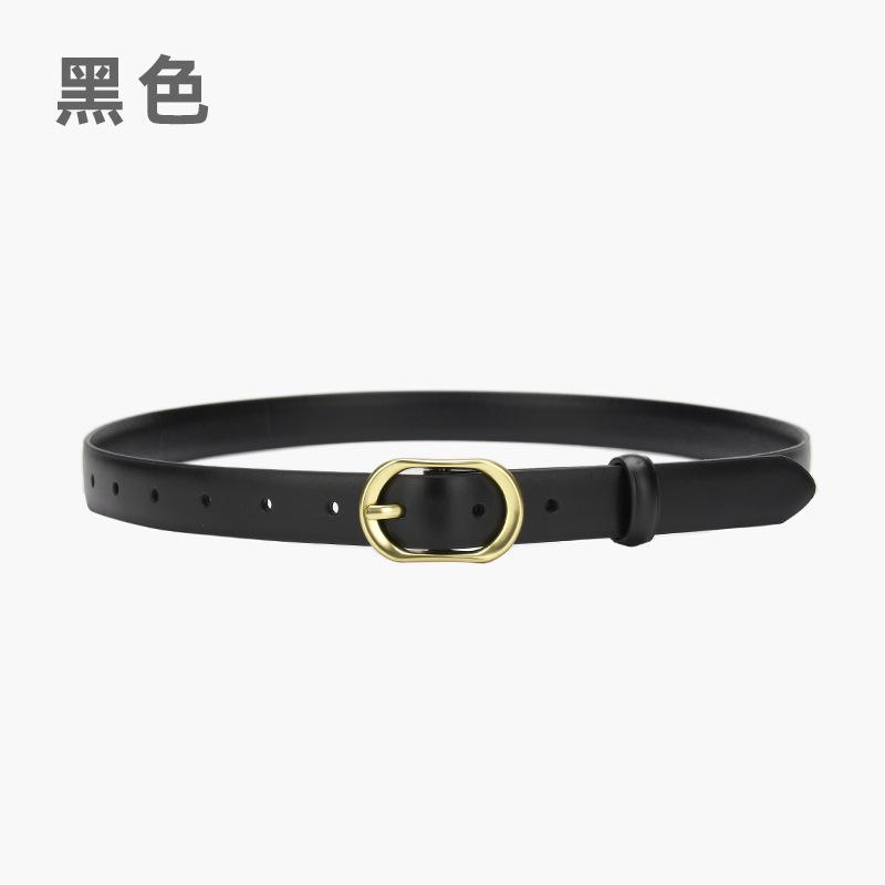 Simple Oval Buckle Pin Buckle Women'S Belt Leather Decorative Suit Skirt Women'S Belt Women