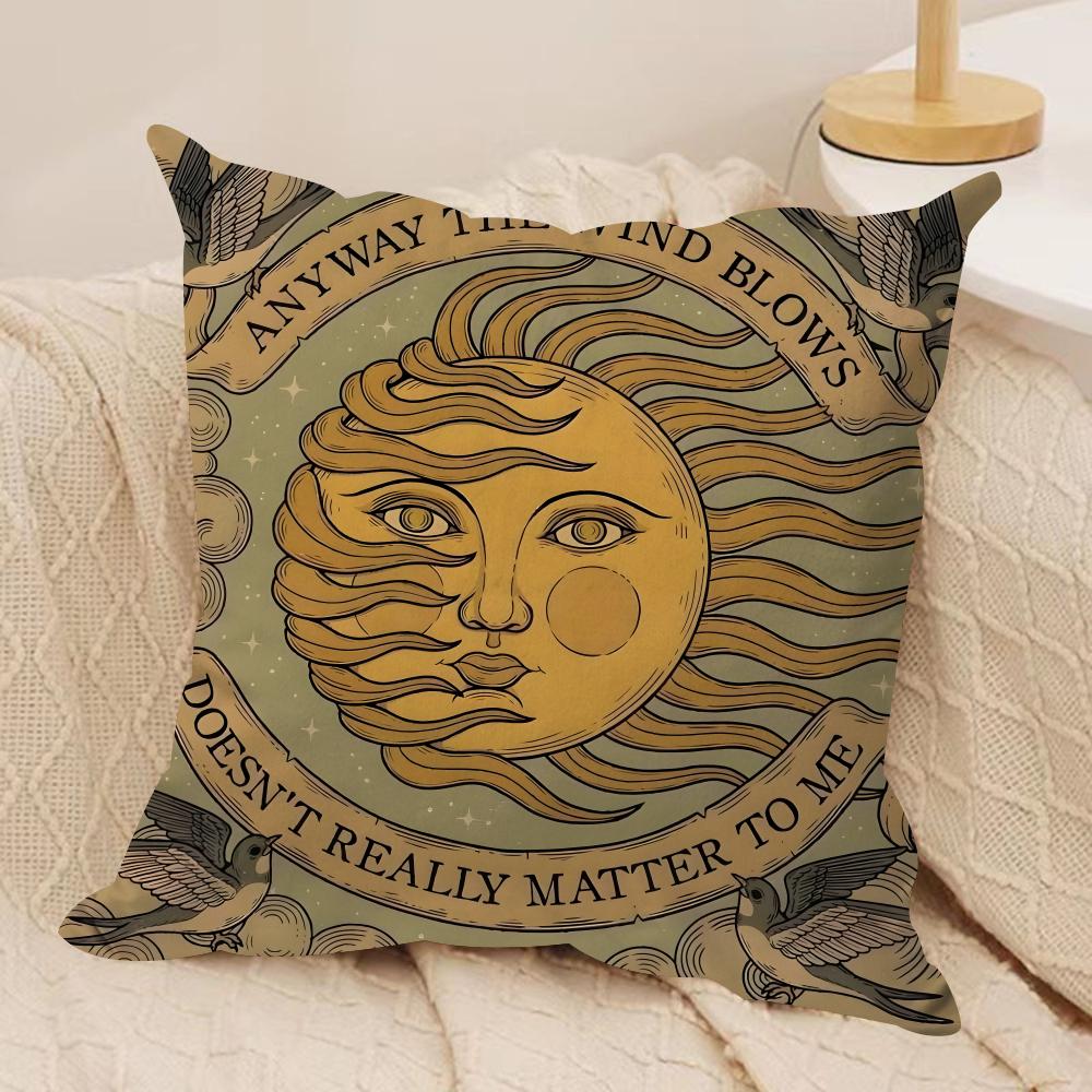Tarot Sun and Moon Cushion Cover Soft Plush DoubleSided Printed Sofa Pillow Cushion Cover Cozy AllSeason Durable Decor Gift