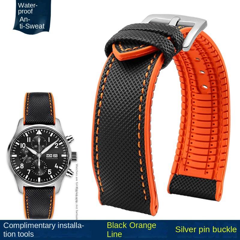 20mm 22mm 23mm 24mm Nylon Rubber Bottom Waterproof Watch Band for Longines IWC Pilot Mark 18 Seiko Omega Series Watchband Strap
