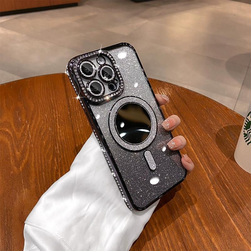 

Luxury Jewelled Magsafe Glitter Phone Case For For Iphone 11 12 13 14 15 16 Pro Max Plus Wireless Charge Magnetic Cases Cover For iPhone 14Plus
