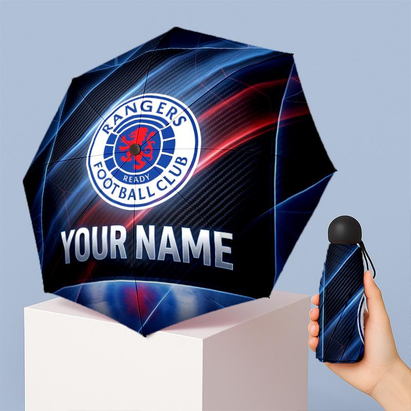 Rangers FC Manual Five Fold 8 Rib Umbrella Support Custom Text, Lightweight Travel Umbrella